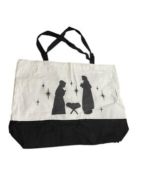 Canvas Two-Tone Tote Bag with Nativity Silhouette